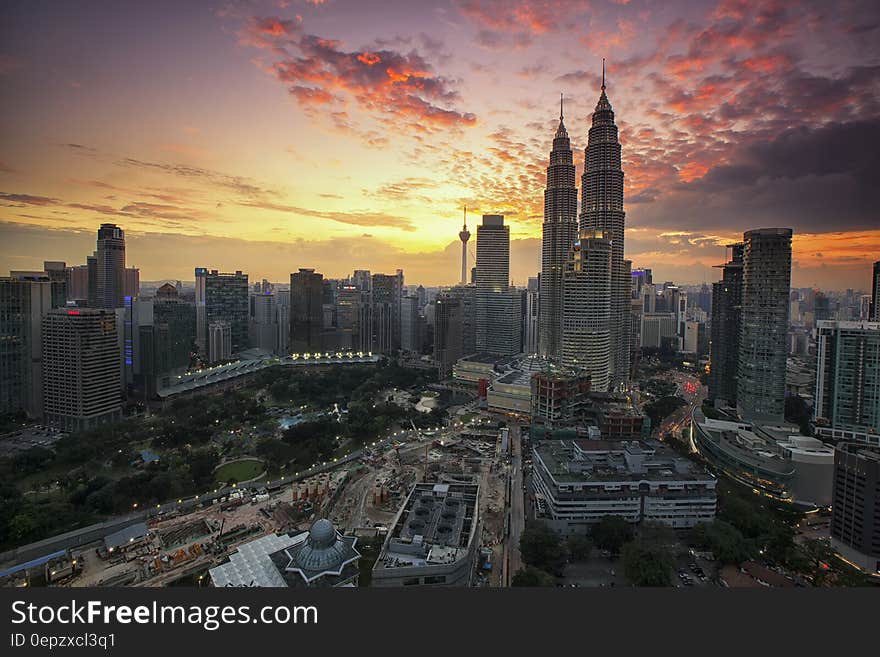 Big Infrastracture Under Sunset Sky