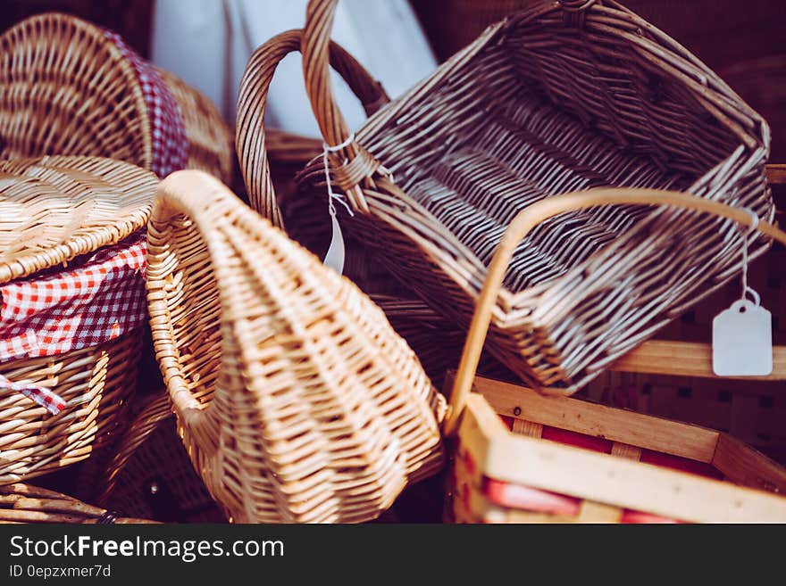 Stacked Brown Wicker Baskets