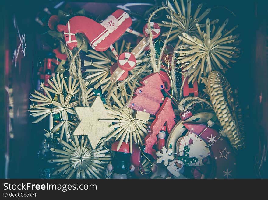 Red and Brown Pine Tree Decor