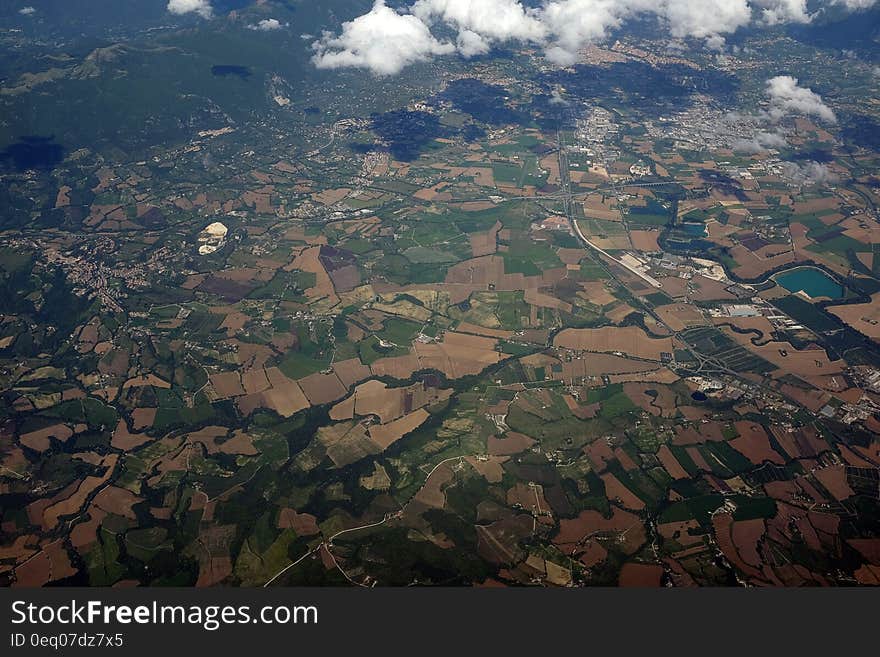 Top View of Green and Brown Field