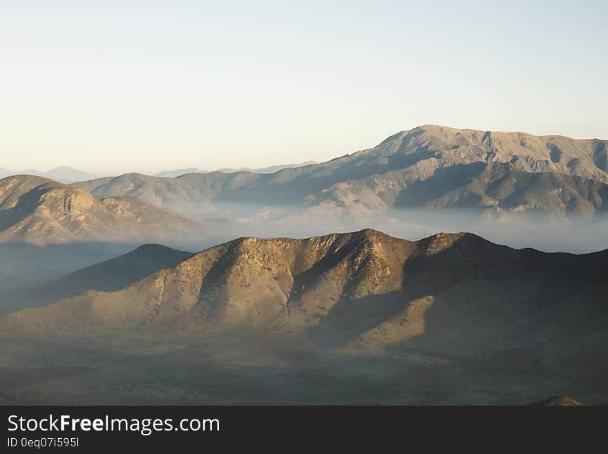 Empty Mountains Under Clear Blue Sky