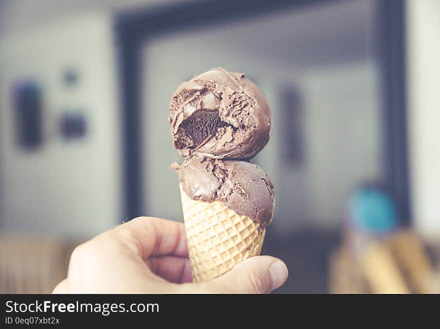 Chocolate Ice Cream in Sweet Cone