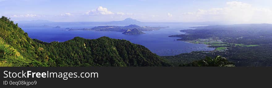 Panorama of a lake and the landscape around. Panorama of a lake and the landscape around.