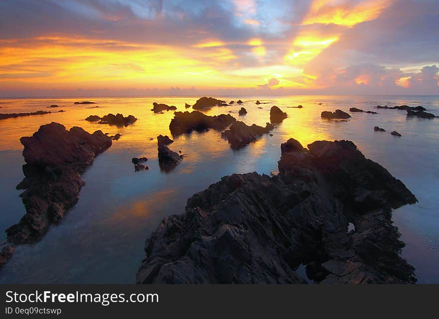 Rock Formation by Seat during Sunset