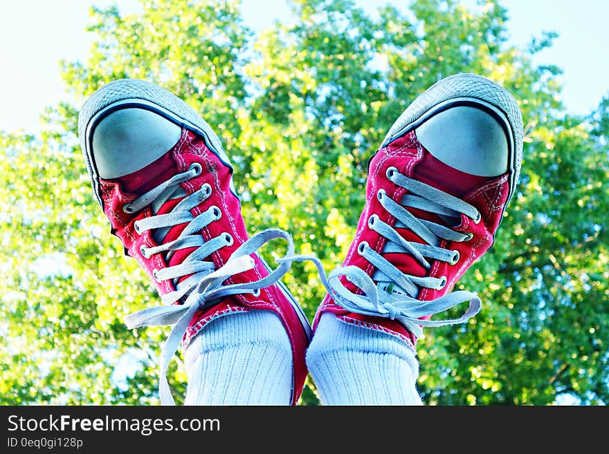 White and Red Sneakers