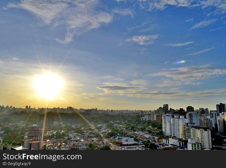 Raw Houses and City Buildings during Dawn