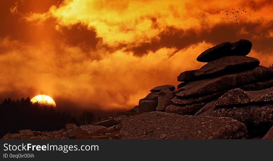 Pile of Rock during Golden Hour