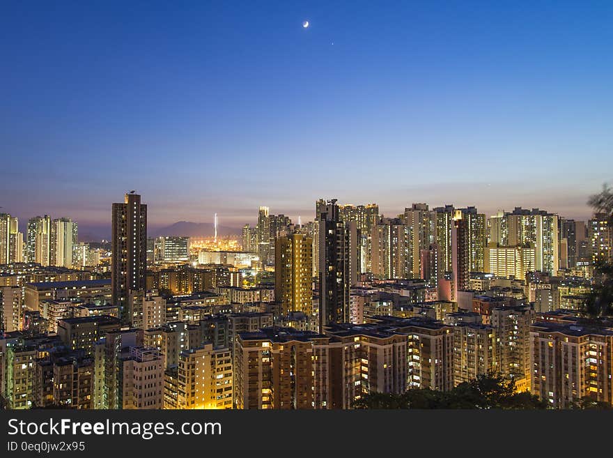 Aerial Photography Off High Rise Building during Nighttime