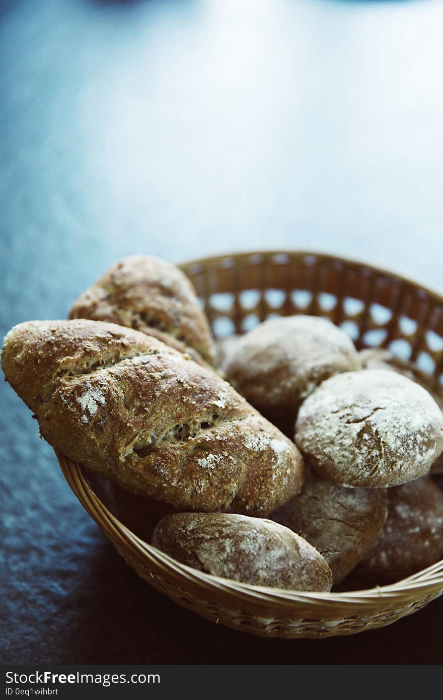 Brown Bread on Brown Woven Basket