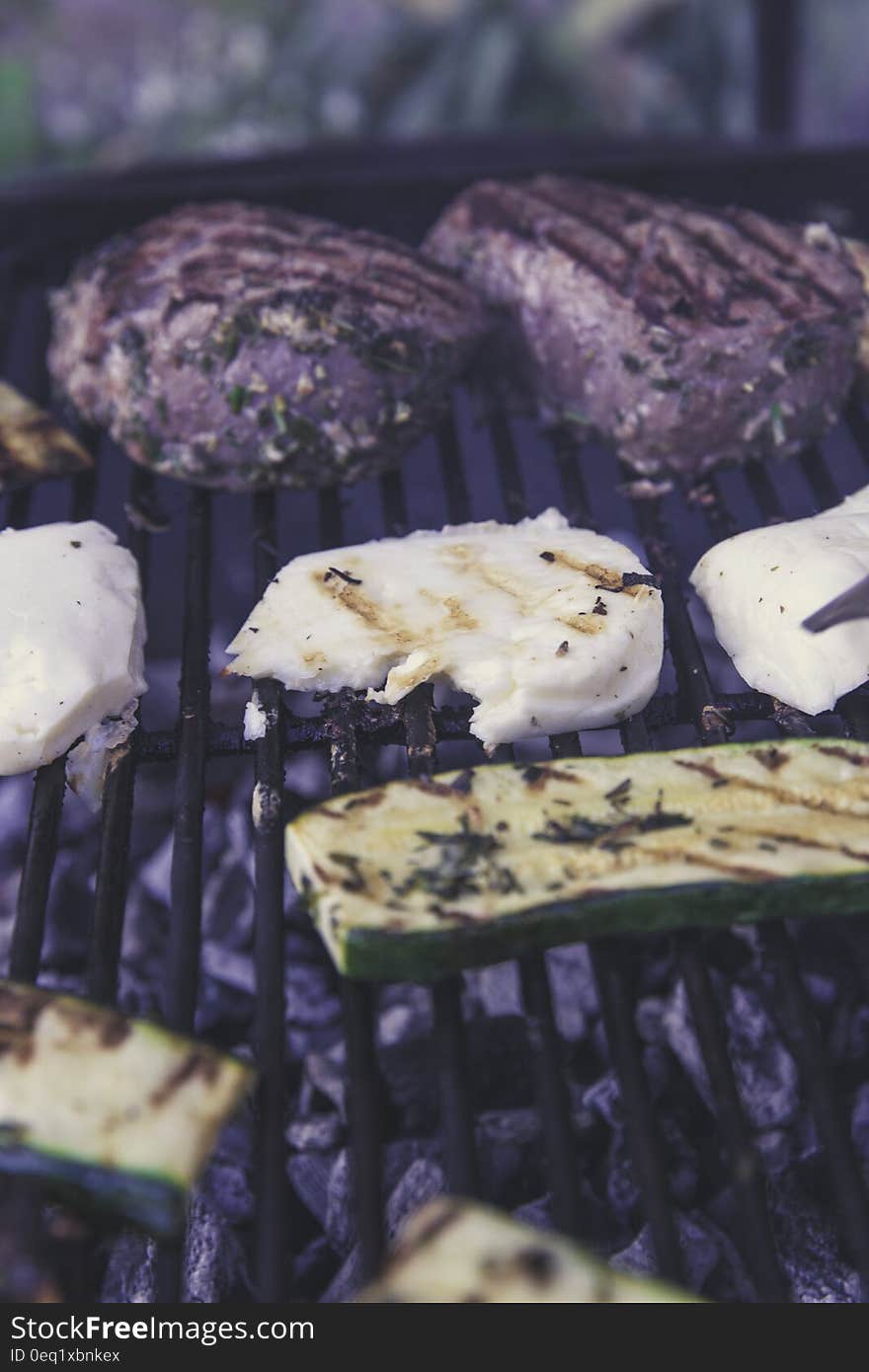 Green Grilled Sliced Cucumber on Black Grill