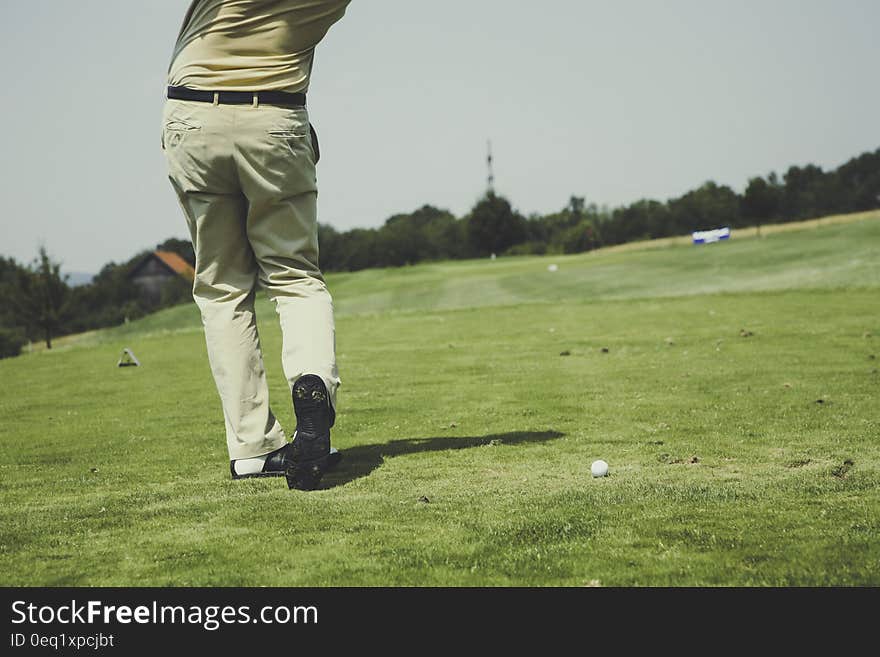 White Golf Ball on Field