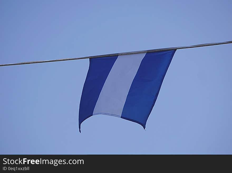 Blue and White Stripe Flag