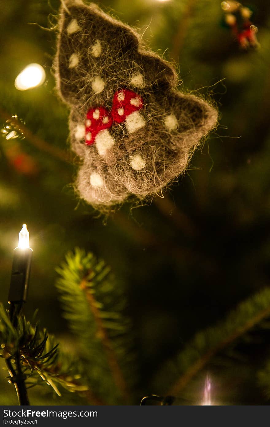 Green Christmas Tree Ornament With String Lights