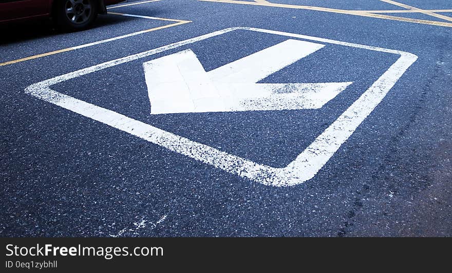 White Road Arrow Sign