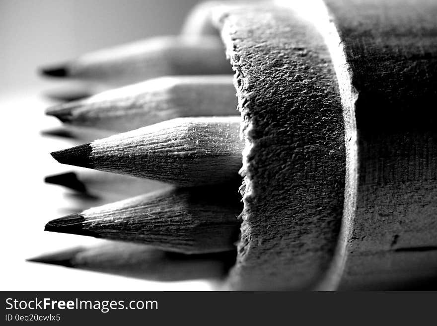 Black and White Photo of Pencils