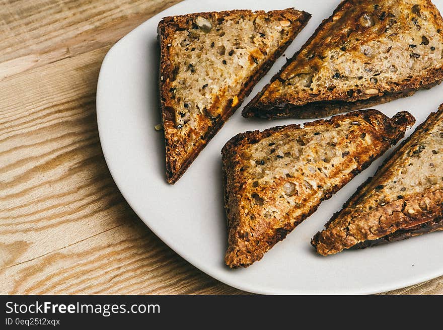 Sliced Sandwich on White Plate