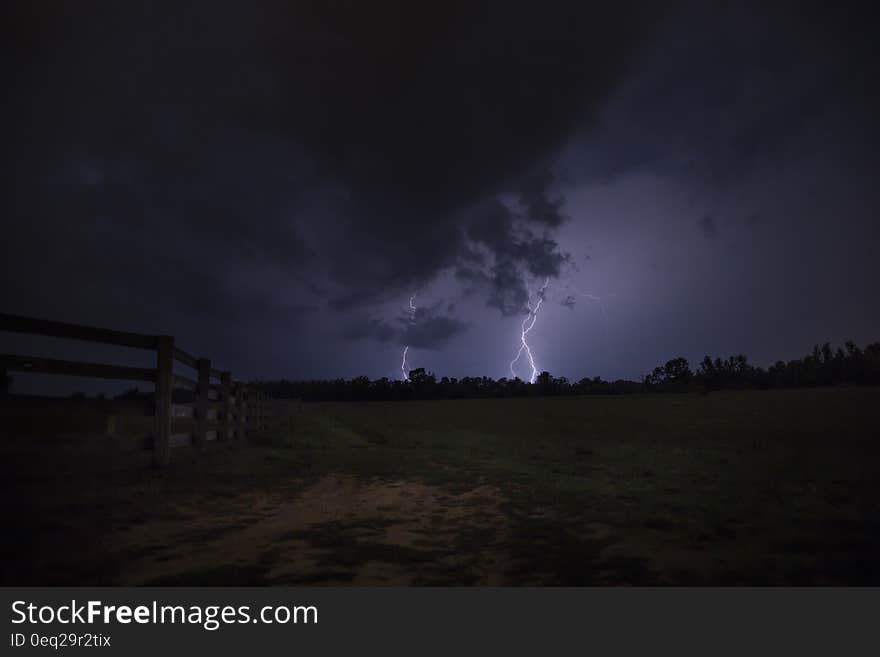 Lightning Strike the Ground during Night Time