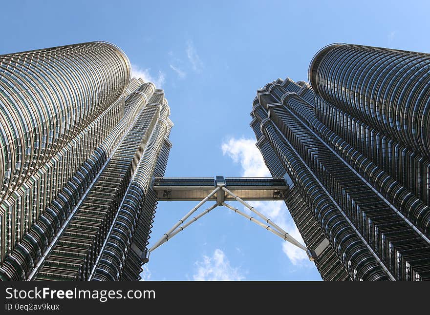 Worm Eye Image of Twin Tower