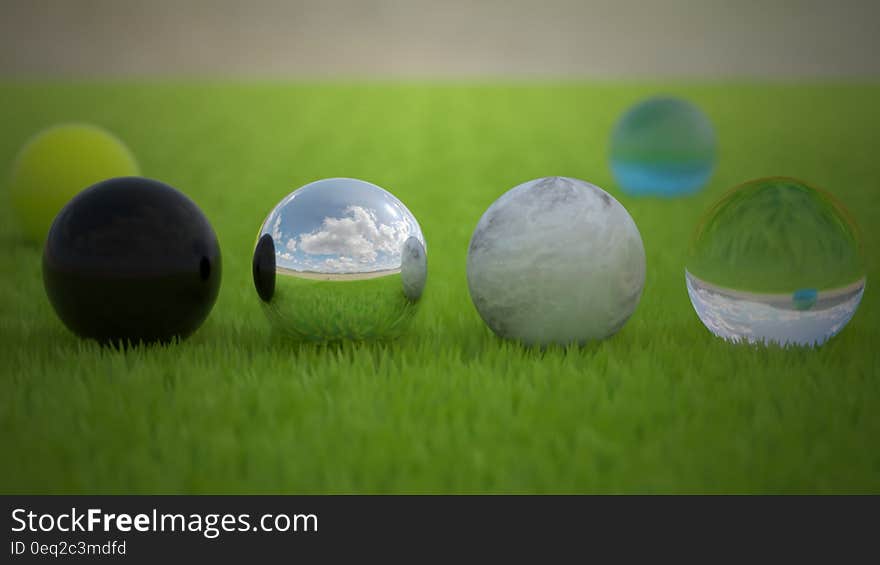 Black White Yellow and Clear Glass Marble Bead