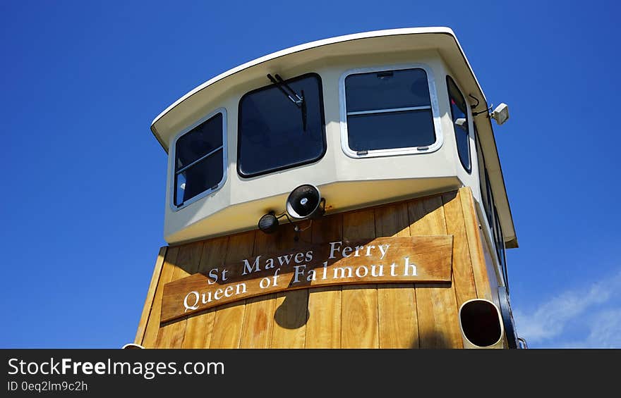 White and Brown St. Mawes Ferry Queen of Faimouth Ship Under Clear Blue Sky