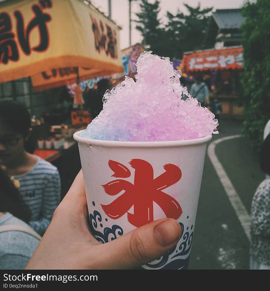 Flavored Ice on White Styrofoam Disposable Cup