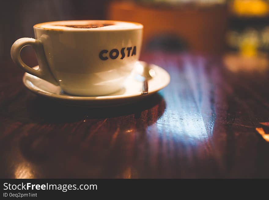 White Ceramic Cup and Saucer Latte