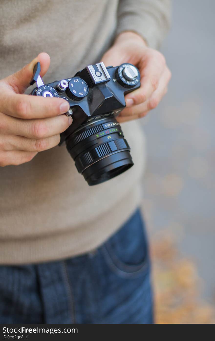 Checking an old camera. Checking an old camera.