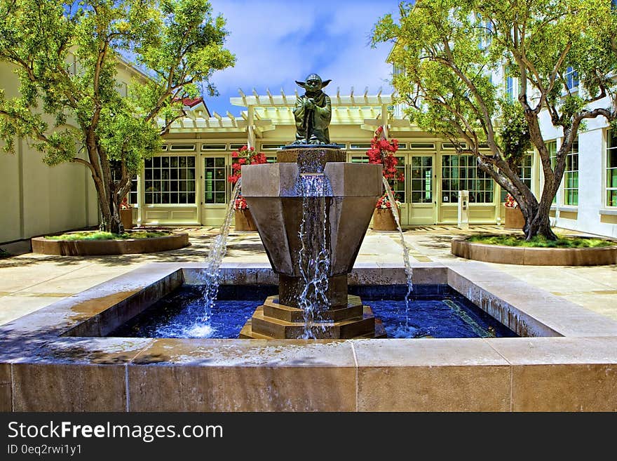 Fountain With Master Yoda Statue