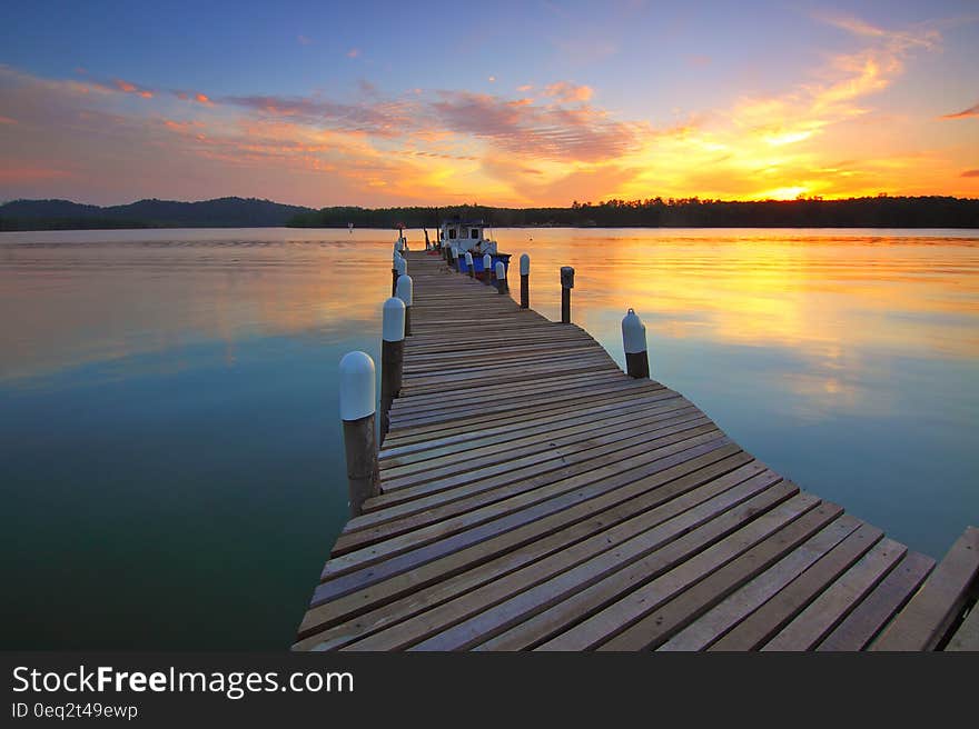 Wooden Dock at Sunset View