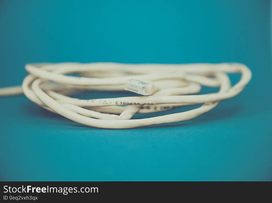 Ethernet cable on blue background