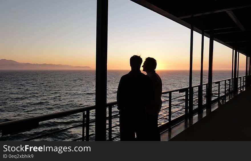 People watching the sunset on cruise ship. People watching the sunset on cruise ship