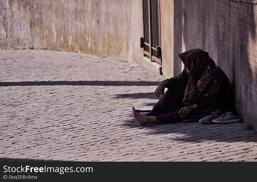 Street beggar in the city