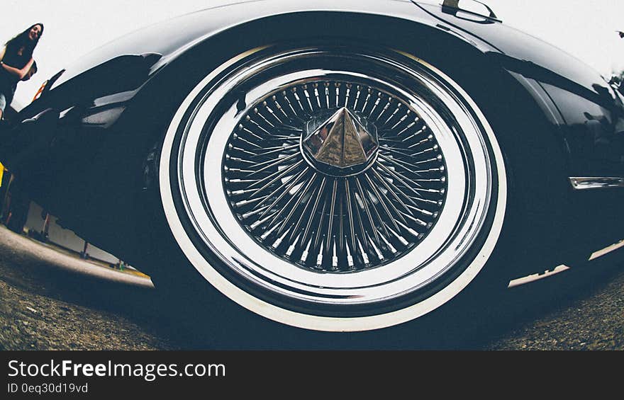 A closeup of a luxury automobile wheel