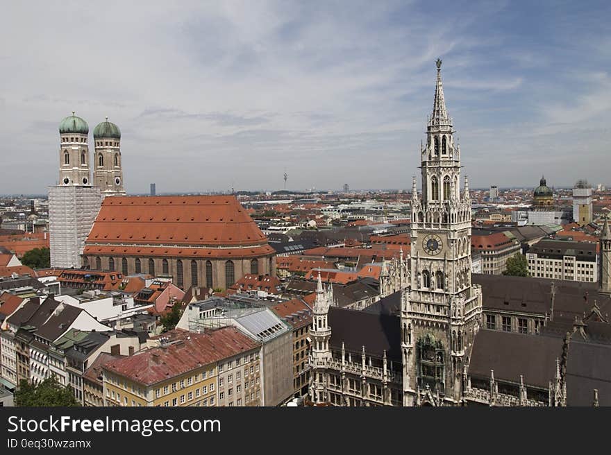 Munich cityscape seen from above, in Bavaria, Germany. Munich cityscape seen from above, in Bavaria, Germany