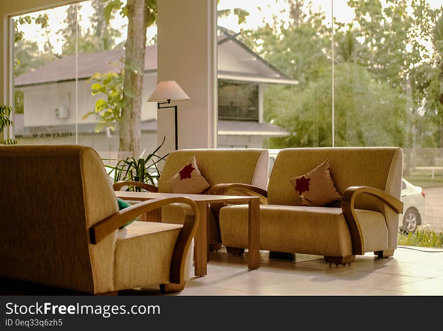 Yellow Vacant Sofa in Living Room