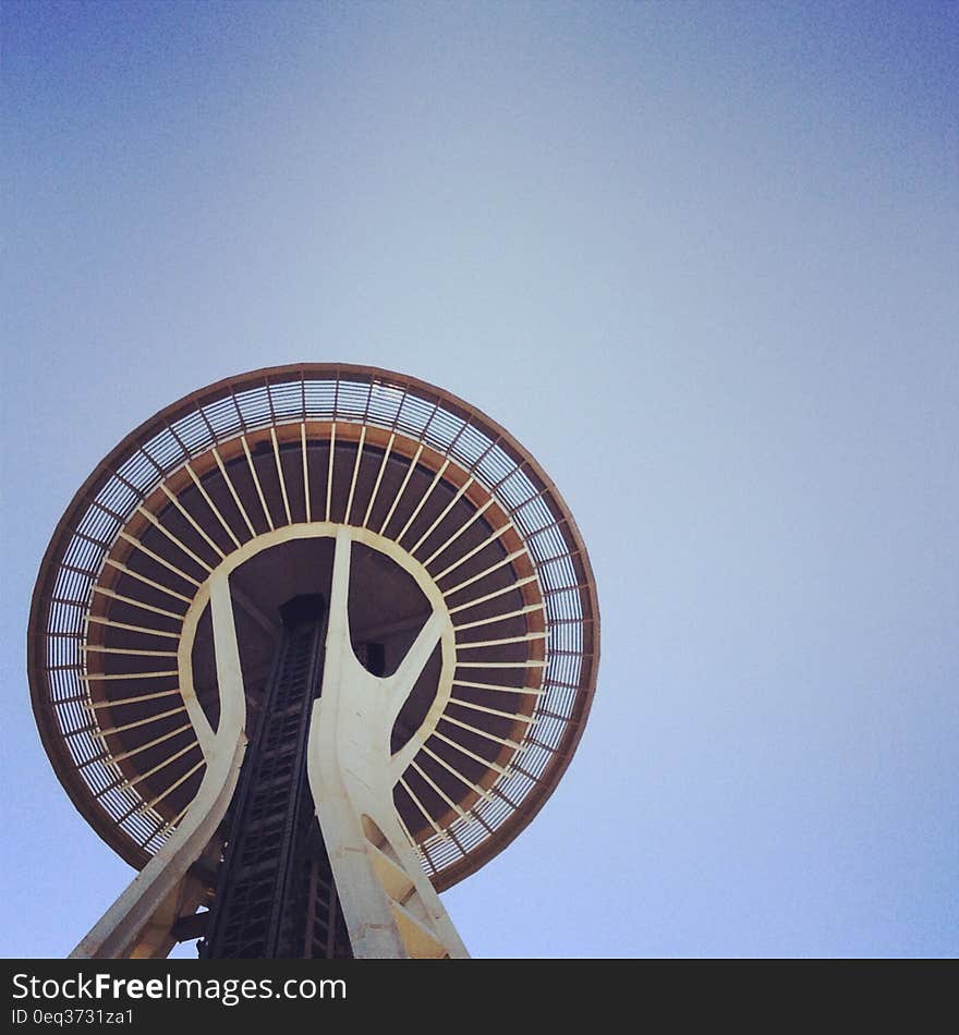 A futuristic structure seen from below. A futuristic structure seen from below.