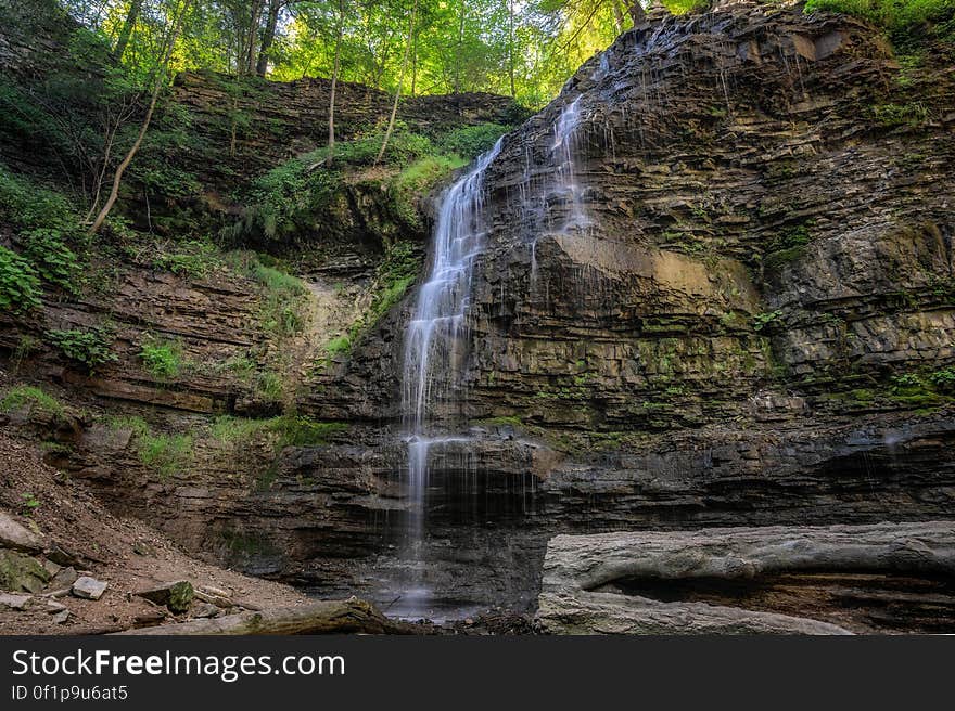 Tiffany Falls is a 21 metre high ribbon waterfall located in the Tiffany Falls Conservation Area, just off of Wilson Street East, Ancaster, in Hamilton, Ontario, Canada. Tiffany Falls was named after Dr. Oliver Tiffany, the district&#x27;s first doctor. Born in Massachusetts, he studied medicine at the Philadelphia Medical College, and came to Ancaster Township in 1796. There hasn&#x27;t been a lot of rain lately so the falls weren&#x27;t very impressive. I may go back in the fall. Tiffany Falls is a 21 metre high ribbon waterfall located in the Tiffany Falls Conservation Area, just off of Wilson Street East, Ancaster, in Hamilton, Ontario, Canada. Tiffany Falls was named after Dr. Oliver Tiffany, the district&#x27;s first doctor. Born in Massachusetts, he studied medicine at the Philadelphia Medical College, and came to Ancaster Township in 1796. There hasn&#x27;t been a lot of rain lately so the falls weren&#x27;t very impressive. I may go back in the fall.