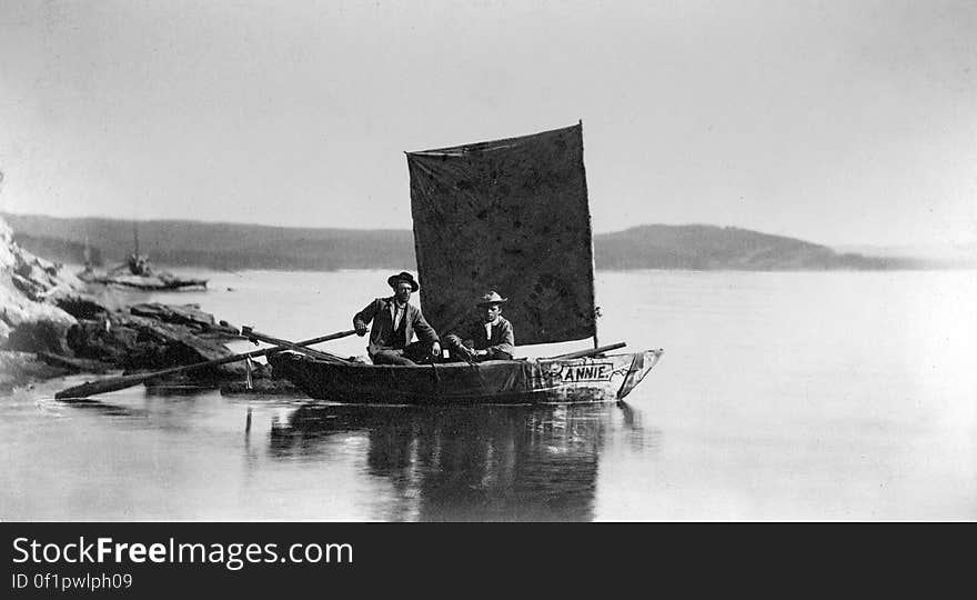 The Annie is, reportedly, the first boat ever launched on Yellowstone Lake on June 29, 1871 in Yellowstone National Park. Photo by William Henry Jackson. The Annie is, reportedly, the first boat ever launched on Yellowstone Lake on June 29, 1871 in Yellowstone National Park. Photo by William Henry Jackson.