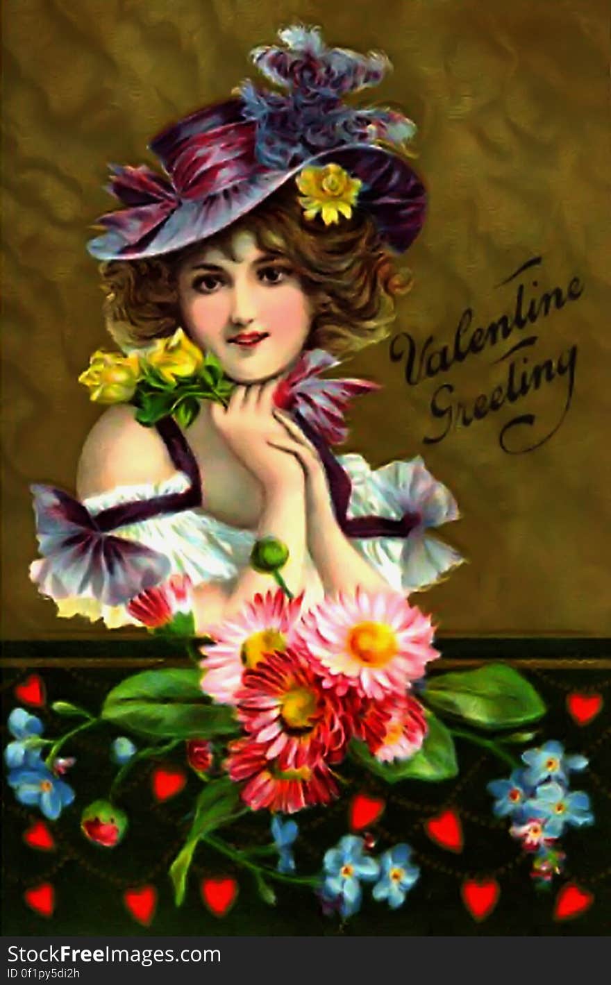 Vintage Valentine Beautiful Woman Valentine Greeting