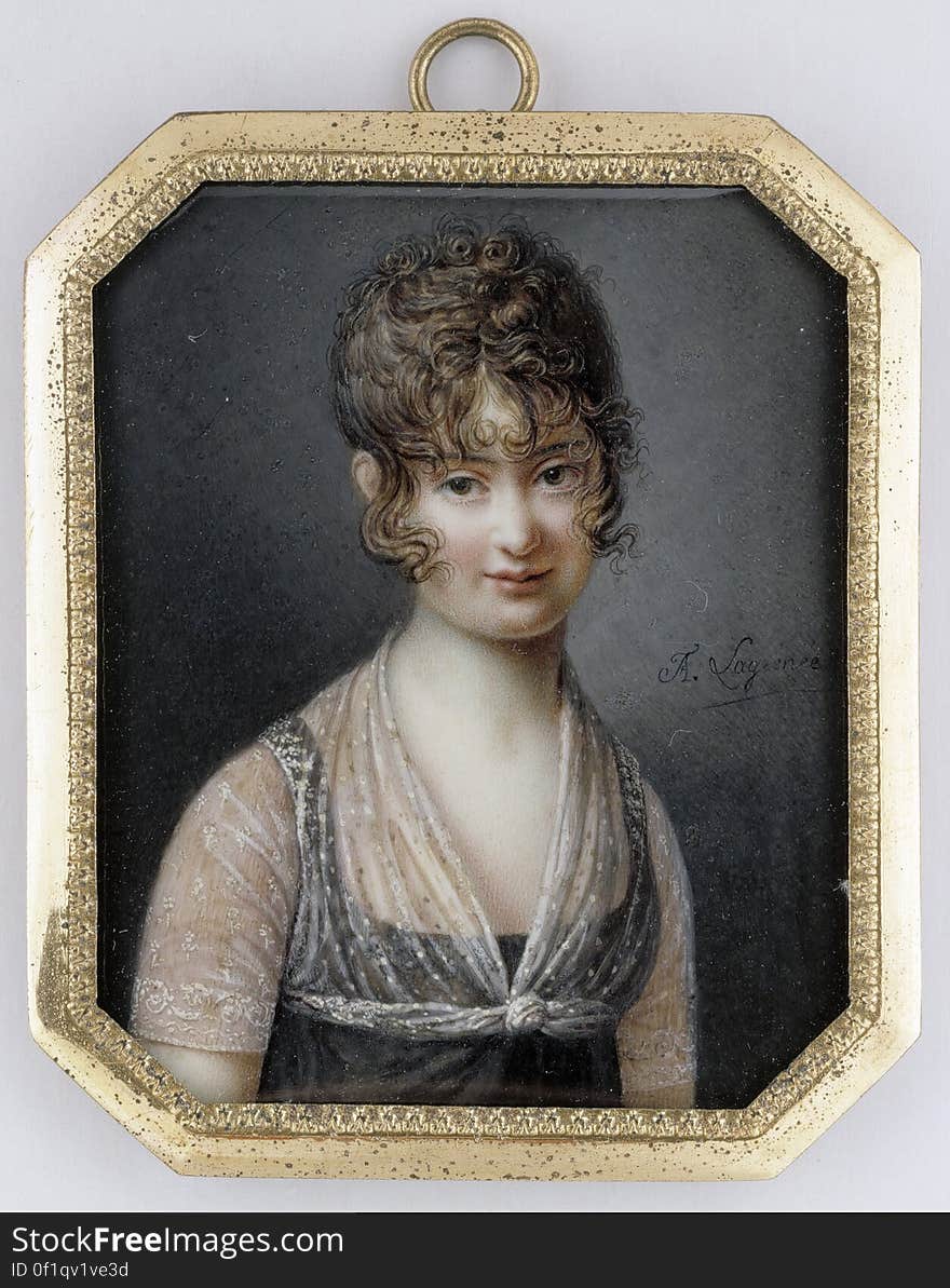 artist / taiteilija / konstnär: François Lagrenée &#x28;1774–1832&#x29; title / teosnimi / titel: Portrait of a Lady / Naisen muotokuva / Porträtt av en kvinna date / ajoitus / datering: c. / n. / ca. 1805 techinique / tekniikka / teknik: watercolour on ivory / akvarelli norsunluulle / akvarell på elfenben measurements / mått / mitat: 6,4 x 5,2 cm Finnish National Gallery / Sinebrychoff Art Museum Kansallisgalleria / Sinebrychoffin taidemuseo Finlands Nationalgalleri / Konstmuseet Sinebrychoff inv. no. S-2000-188 photo / kuva / foto: Finnish National Gallery / Kansallisgalleria / Finlands Nationalgalleri / Joel Rosenberg. artist / taiteilija / konstnär: François Lagrenée &#x28;1774–1832&#x29; title / teosnimi / titel: Portrait of a Lady / Naisen muotokuva / Porträtt av en kvinna date / ajoitus / datering: c. / n. / ca. 1805 techinique / tekniikka / teknik: watercolour on ivory / akvarelli norsunluulle / akvarell på elfenben measurements / mått / mitat: 6,4 x 5,2 cm Finnish National Gallery / Sinebrychoff Art Museum Kansallisgalleria / Sinebrychoffin taidemuseo Finlands Nationalgalleri / Konstmuseet Sinebrychoff inv. no. S-2000-188 photo / kuva / foto: Finnish National Gallery / Kansallisgalleria / Finlands Nationalgalleri / Joel Rosenberg