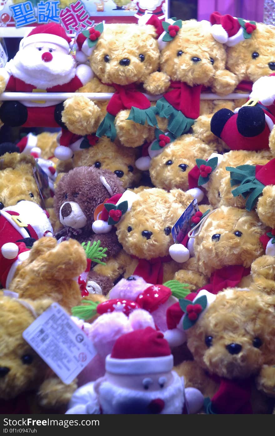 Stuffed toys on display in Japan.