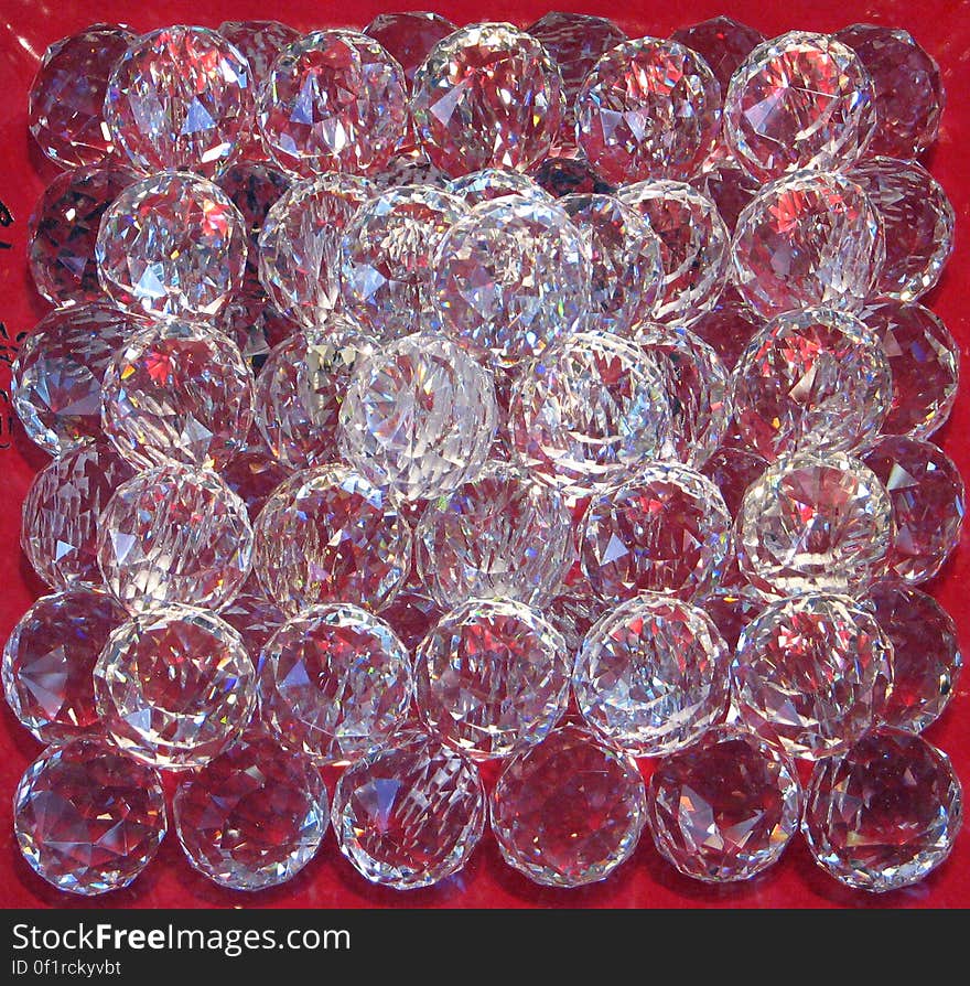 clear faceted glass spheres