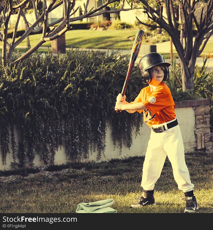 Child Holding Bat during Daytime