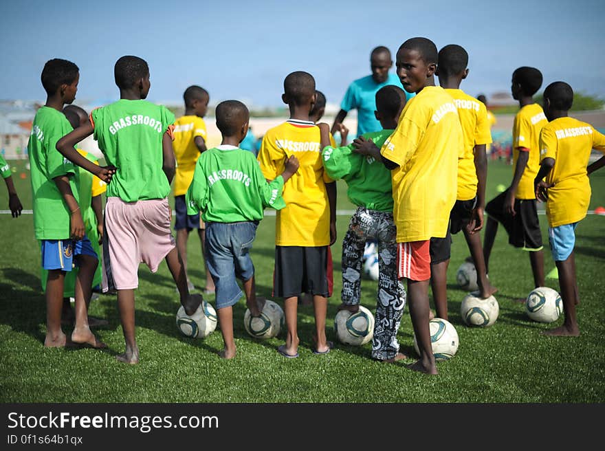 Children attend the FIFA Football Festival in Mogadishu, Somalia, on August 19. FIFA, having had no presence in Somalia for the last 26 years, today held its first training session in Mogadishu since the country fell into civil war. Illegal under al Shabab, football has made a huge comeback in Somalia, with Mogadishu&#x27;s streets literally filling up with children each afternoon as they come out to play the game. AU UN IST PHOTO / TOBIN JONES. Children attend the FIFA Football Festival in Mogadishu, Somalia, on August 19. FIFA, having had no presence in Somalia for the last 26 years, today held its first training session in Mogadishu since the country fell into civil war. Illegal under al Shabab, football has made a huge comeback in Somalia, with Mogadishu&#x27;s streets literally filling up with children each afternoon as they come out to play the game. AU UN IST PHOTO / TOBIN JONES.