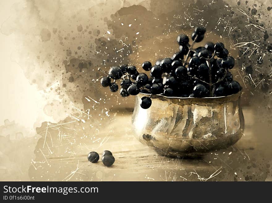 A bowl with berries with a vintage filter. A bowl with berries with a vintage filter.