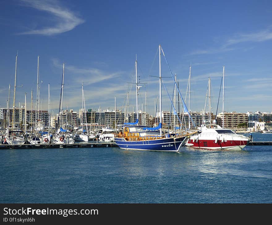 A harbor with boats and ships. A harbor with boats and ships.