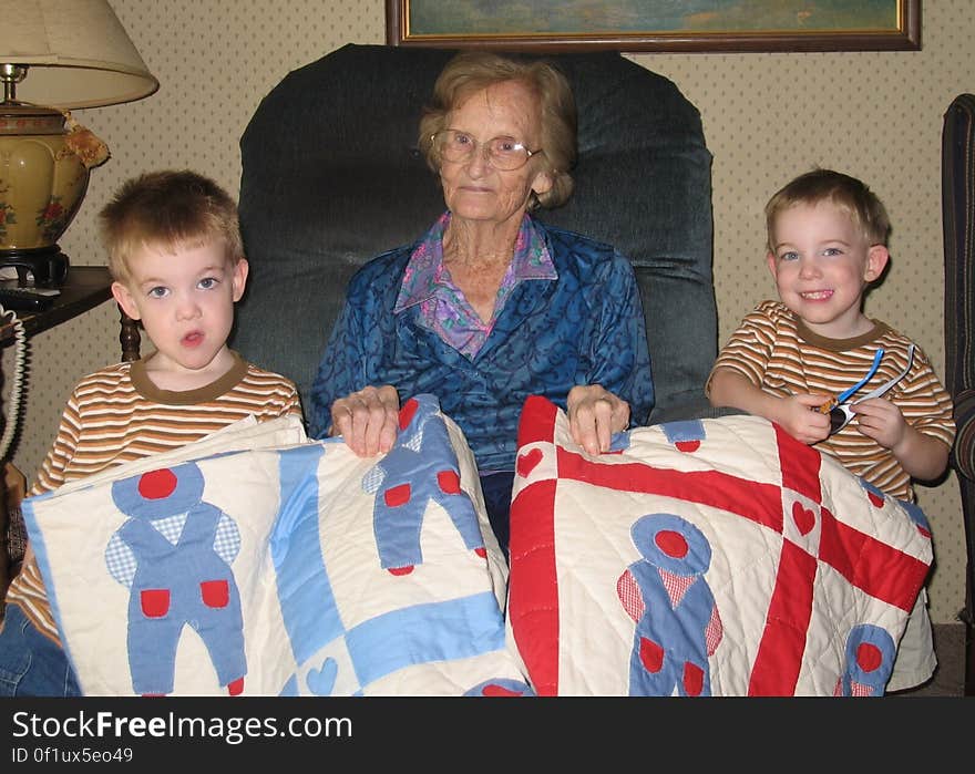 Granny made these quilts for the boys new bunk beds. Granny made these quilts for the boys new bunk beds.