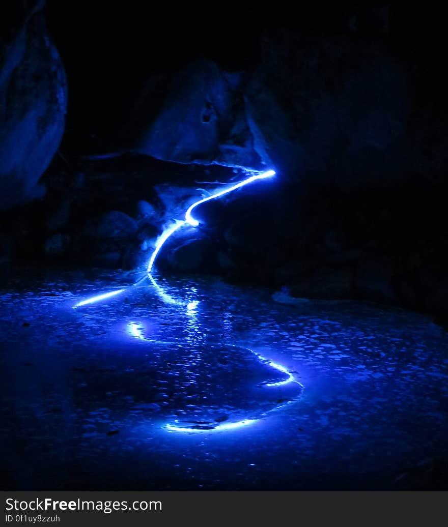 glowing blue pool