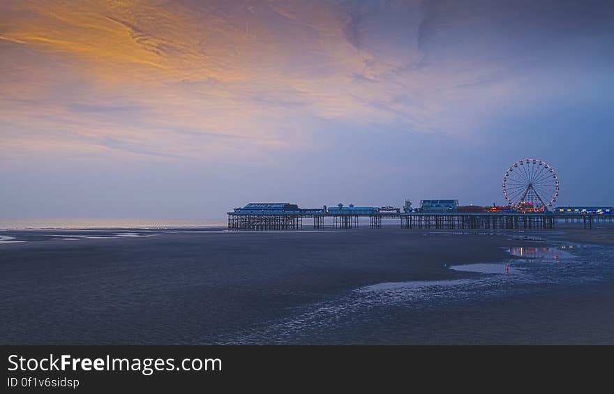 Here is an 4K hdr photograph take of a sunset overlooking Blackpool Central Pier. Located in Blackpool, Lancashire, England, UK. Here is an 4K hdr photograph take of a sunset overlooking Blackpool Central Pier. Located in Blackpool, Lancashire, England, UK.