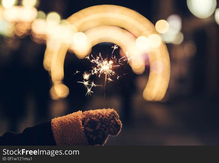 Defocused Image of Illuminated Christmas Tree at Night